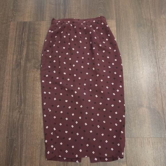 Dkny Dresses & Skirts - Vintage 1980's DKNY Burgundy Silk Printed Skirt